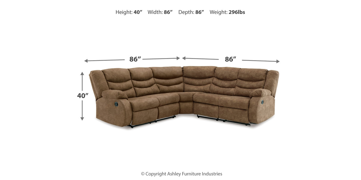 Partymate 2-Piece Sectional with Recliner in Brindle from Ashley Furniture - Luna Furniture
