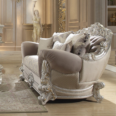 HD-372 Metallic Silver Loveseat from Homey Design - Luna Furniture