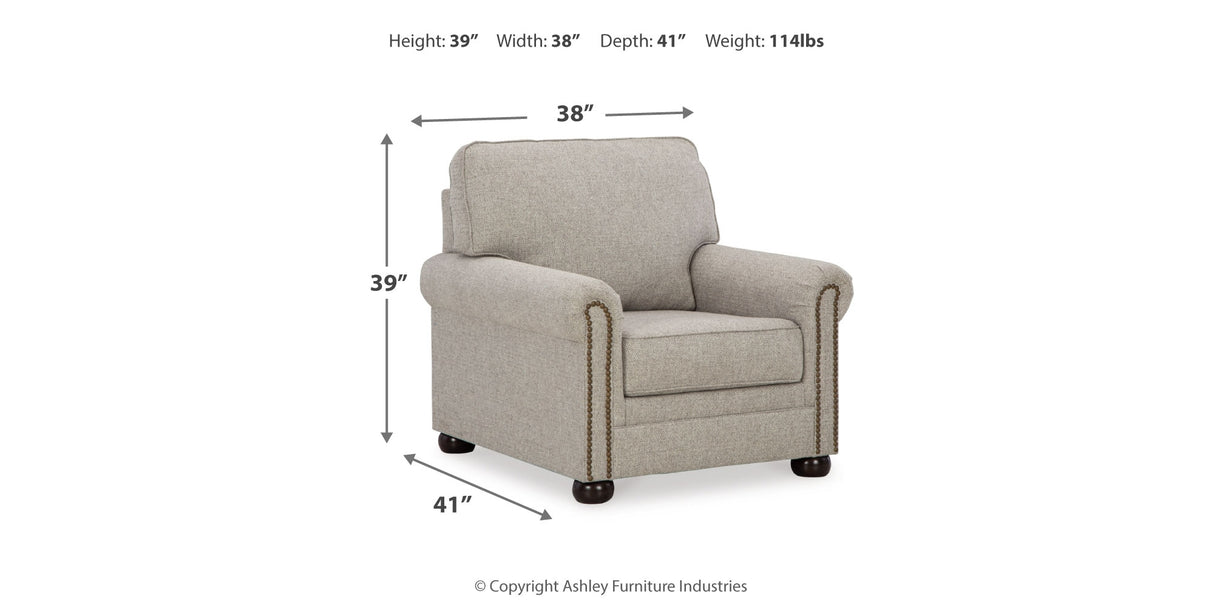 Gaelon Sofa, Loveseat, Chair and Ottoman in Dune from Ashley Furniture - Luna Furniture