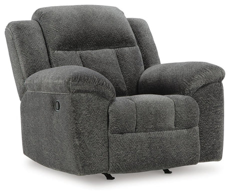 Frohn Graphite Reclining Sofa, Reclining Loveseat with Console and 2 Recliners from Ashley - Luna Furniture
