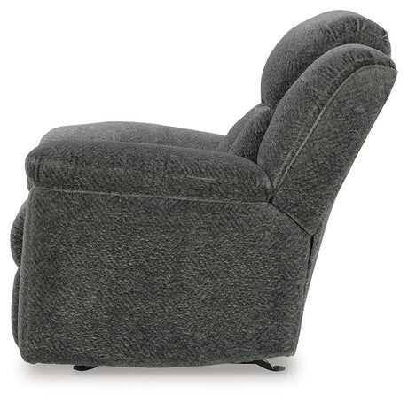 Frohn Graphite Reclining Sofa, Reclining Loveseat with Console and 2 Recliners from Ashley - Luna Furniture