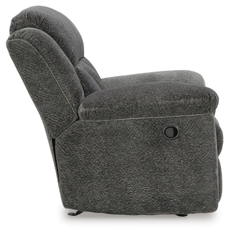 Frohn Graphite Reclining Sofa, Reclining Loveseat with Console and 2 Recliners from Ashley - Luna Furniture