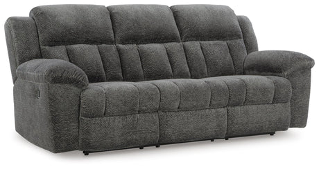 Frohn Graphite Reclining Sofa, Reclining Loveseat with Console and 2 Recliners from Ashley - Luna Furniture