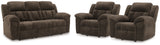 Frohn Chocolate Reclining Sofa and 2 Recliners from Ashley - Luna Furniture