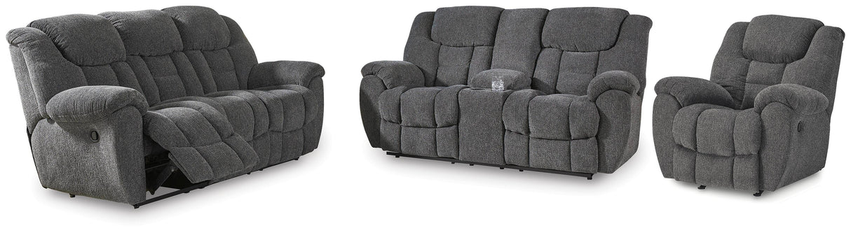 Foreside Charcoal Reclining Sofa, Loveseat and Recliner from Ashley - Luna Furniture