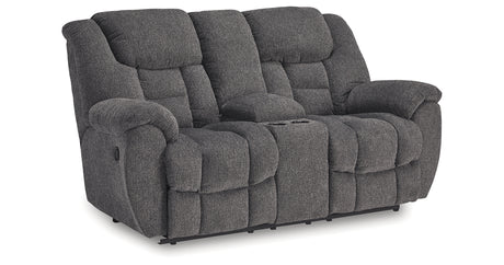 Foreside Charcoal Reclining Loveseat with Console from Ashley Furniture - Luna Furniture