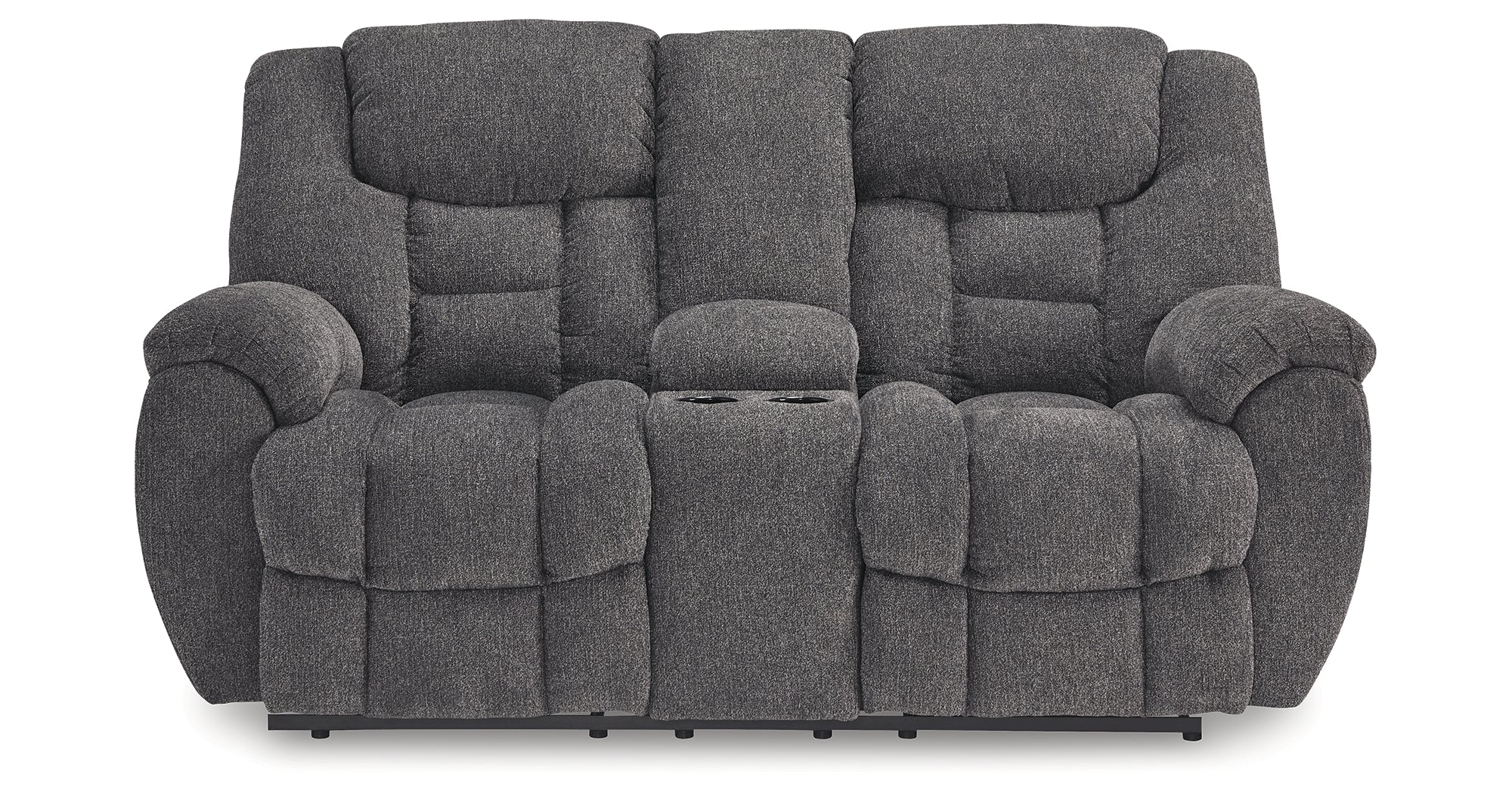 Foreside Charcoal Reclining Loveseat with Console – Luna Furniture