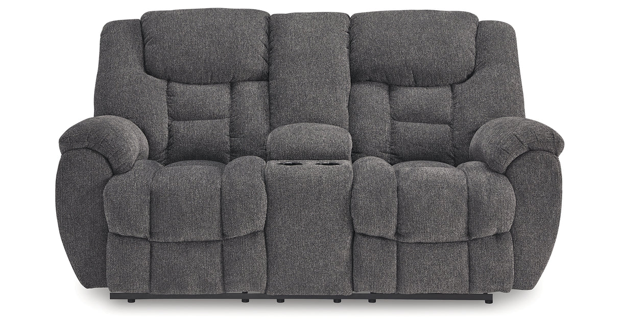 Foreside Charcoal Reclining Loveseat with Console from Ashley Furniture - Luna Furniture