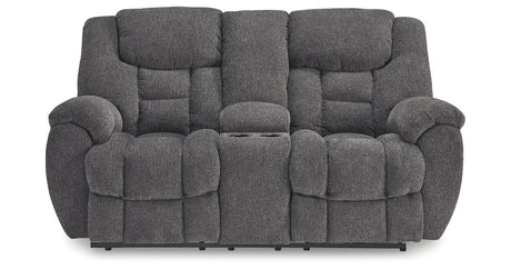 Foreside Charcoal Reclining Loveseat with Console from Ashley Furniture - Luna Furniture