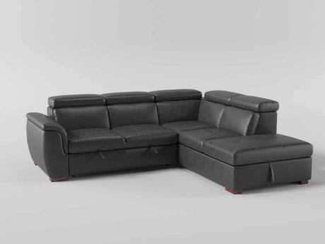 Barre Gray Faux Leather 2-Piece Storage Sleeper Sectional from Homelegance - Luna Furniture