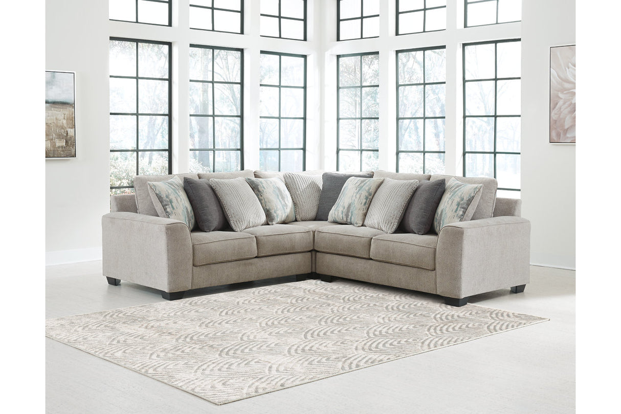 Ardsley Pewter 3-Piece Symmetrical Sectional