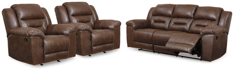 Stoneland Chocolate Reclining Sofa and 2 Recliners from Ashley - Luna Furniture
