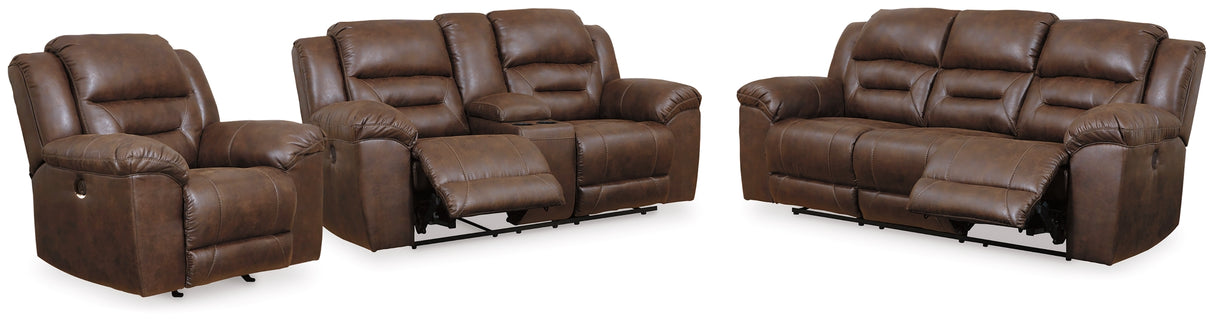 Stoneland Chocolate Power Reclining Sofa, Loveseat and Recliner from Ashley Furniture - Luna Furniture