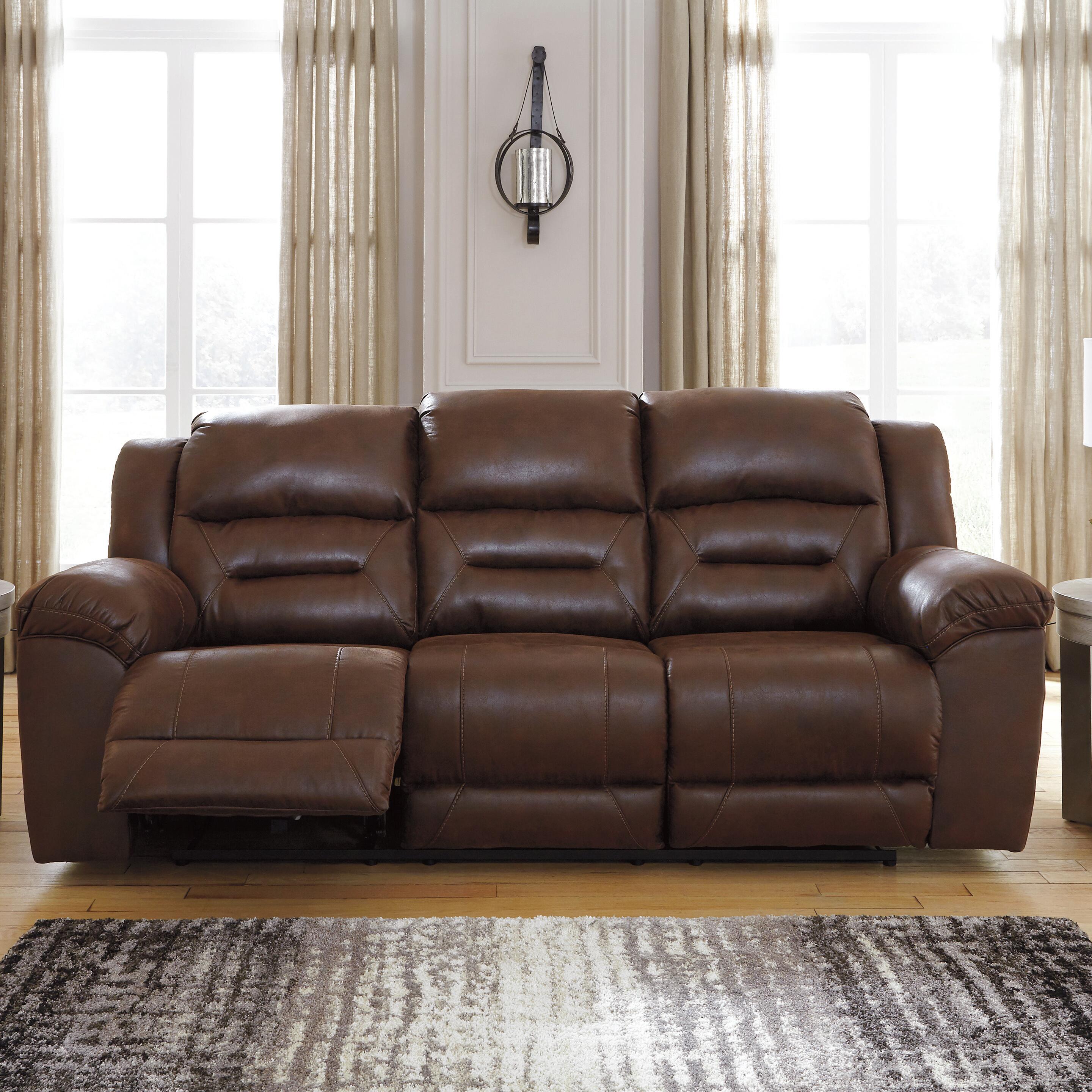 Stoneland Chocolate Reclining Sofa – Luna Furniture