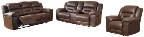 Stoneland Chocolate Reclining Sofa, Loveseat and Recliner from Ashley Furniture - Luna Furniture