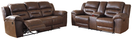 Stoneland Chocolate Reclining Sofa and Loveseat from Ashley Furniture - Luna Furniture