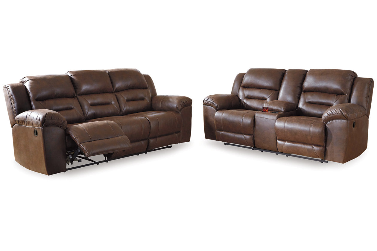 Stoneland Chocolate Reclining Sofa and Loveseat from Ashley - Luna Furniture