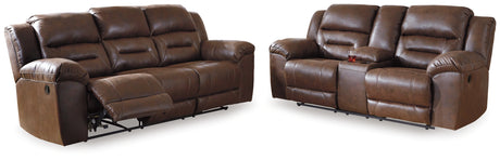 Stoneland Chocolate Reclining Sofa and Loveseat from Ashley Furniture - Luna Furniture