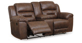 Stoneland Chocolate Reclining Loveseat with Console from Ashley - Luna Furniture