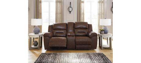Stoneland Chocolate Reclining Loveseat with Console from Ashley Furniture - Luna Furniture