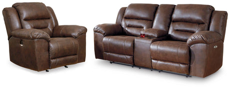 Stoneland Chocolate Power Reclining Loveseat and Power Recliner from Ashley - Luna Furniture