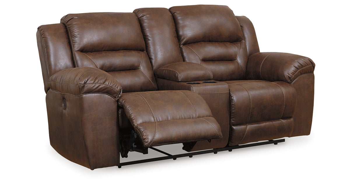 Stoneland Chocolate Power Reclining Loveseat with Console and 2 Recliners from Ashley - Luna Furniture
