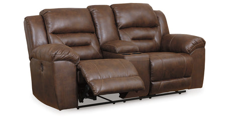 Stoneland Chocolate Power Reclining Loveseat with Console and 2 Recliners from Ashley - Luna Furniture
