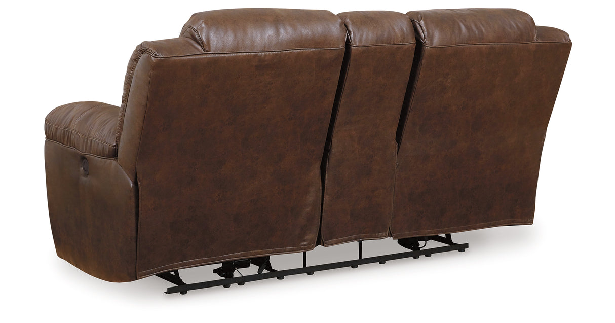 Stoneland Chocolate Power Reclining Loveseat with Console from Ashley - Luna Furniture