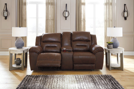 Stoneland Chocolate Power Reclining Loveseat with Console and 2 Recliners from Ashley - Luna Furniture