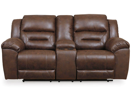 Stoneland Chocolate Power Reclining Loveseat with Console from Ashley - Luna Furniture