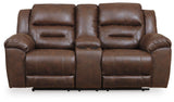 Stoneland Chocolate Power Reclining Loveseat with Console from Ashley Furniture - Luna Furniture