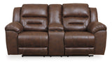 Stoneland Chocolate Reclining Loveseat with Console from Ashley - Luna Furniture