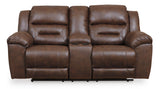 Stoneland Chocolate Reclining Loveseat with Console from Ashley Furniture - Luna Furniture