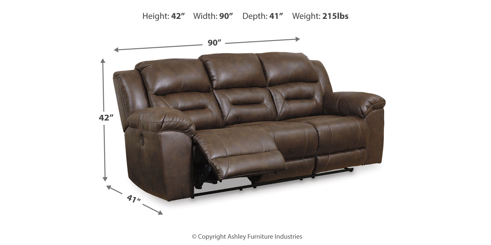 Stoneland Chocolate Reclining Sofa – Luna Furniture
