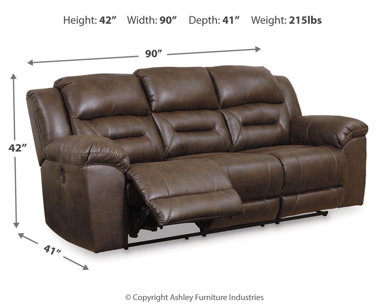 Stoneland Chocolate Reclining Sofa – Luna Furniture