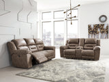 Stoneland Power Reclining Sofa and Loveseat in Fossil from Ashley Furniture - Luna Furniture