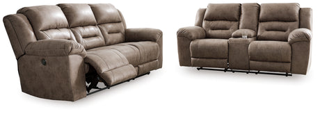 Stoneland Power Reclining Sofa and Loveseat in Fossil from Ashley - Luna Furniture
