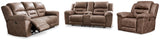 Stoneland Power Reclining Sofa, Loveseat and Recliner in Fossil from Ashley Furniture - Luna Furniture
