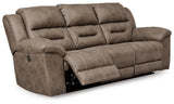 Stoneland Power Reclining Sofa, Loveseat and Recliner in Fossil from Ashley Furniture - Luna Furniture