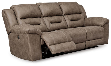 Stoneland Power Reclining Sofa and Loveseat in Fossil from Ashley - Luna Furniture