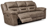 Stoneland Power Reclining Sofa and Loveseat in Fossil from Ashley Furniture - Luna Furniture