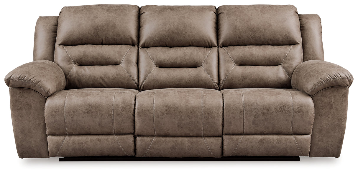 Stoneland Power Reclining Sofa, Loveseat and Recliner in Fossil from Ashley Furniture - Luna Furniture