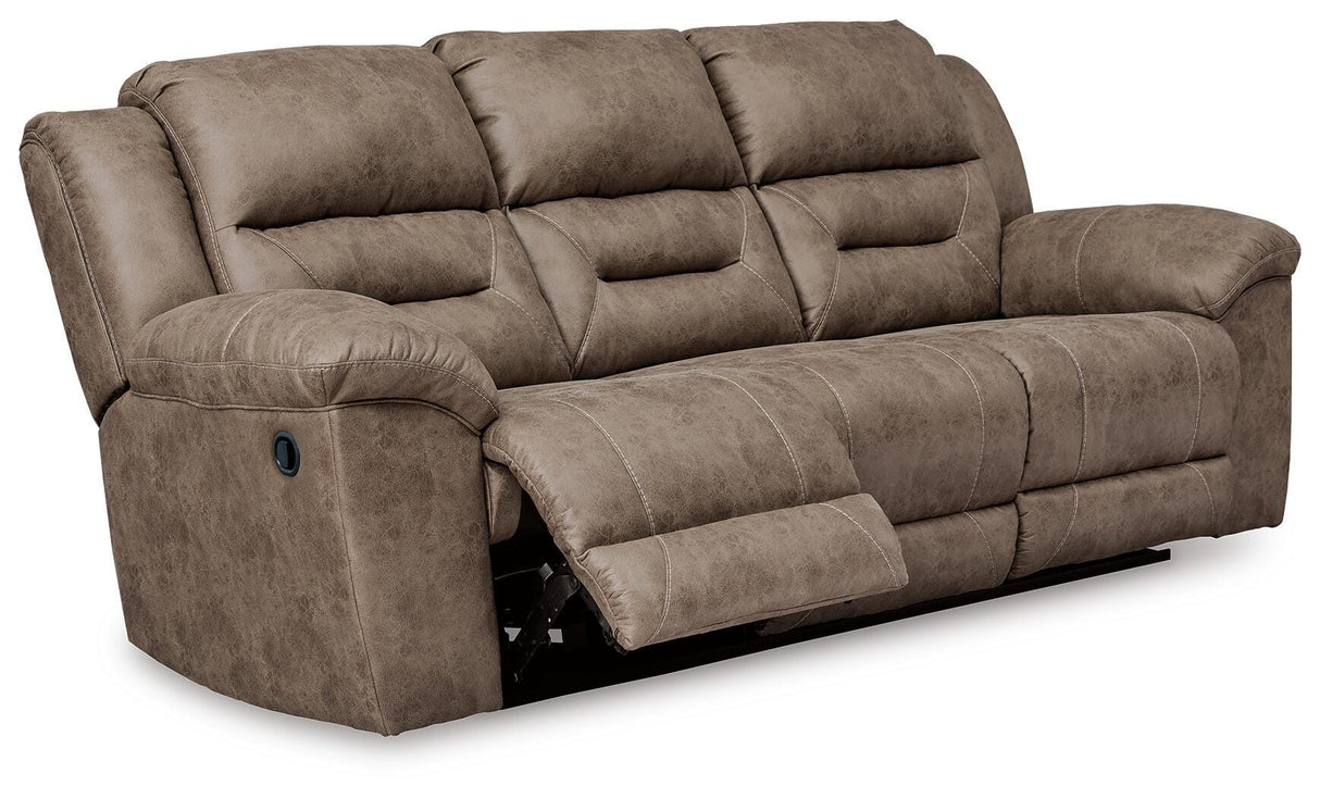 Stoneland Reclining Sofa, Loveseat and Recliner in Fossil from Ashley Furniture - Luna Furniture