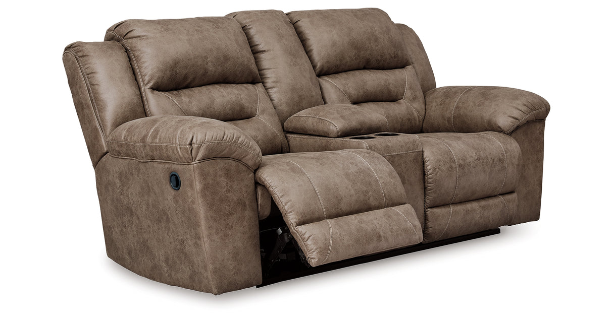 Stoneland Fossil Reclining Loveseat with Console from Ashley - Luna Furniture