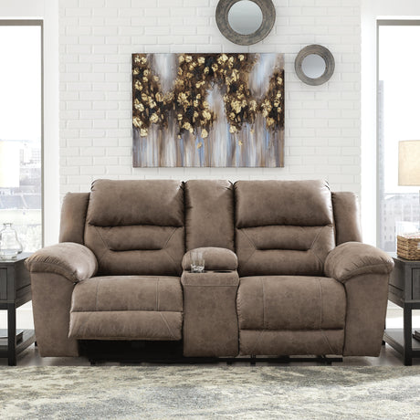 Stoneland Fossil Power Reclining Loveseat with Console from Ashley Furniture - Luna Furniture