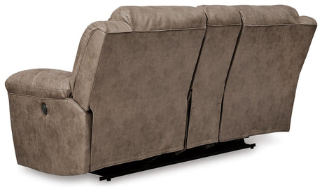 Stoneland Fossil Reclining Loveseat with Console from Ashley Furniture - Luna Furniture