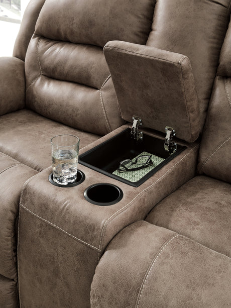 Stoneland Fossil Power Reclining Loveseat with Console from Ashley Furniture - Luna Furniture