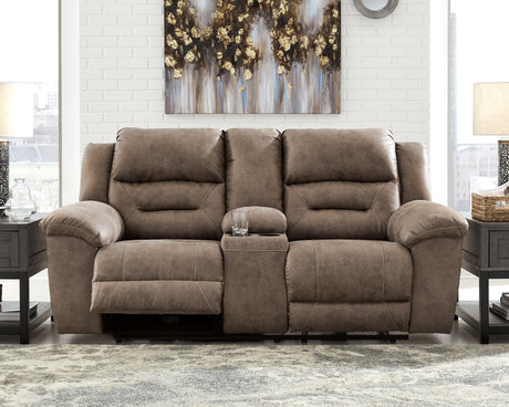 Stoneland Fossil Reclining Loveseat with Console from Ashley - Luna Furniture