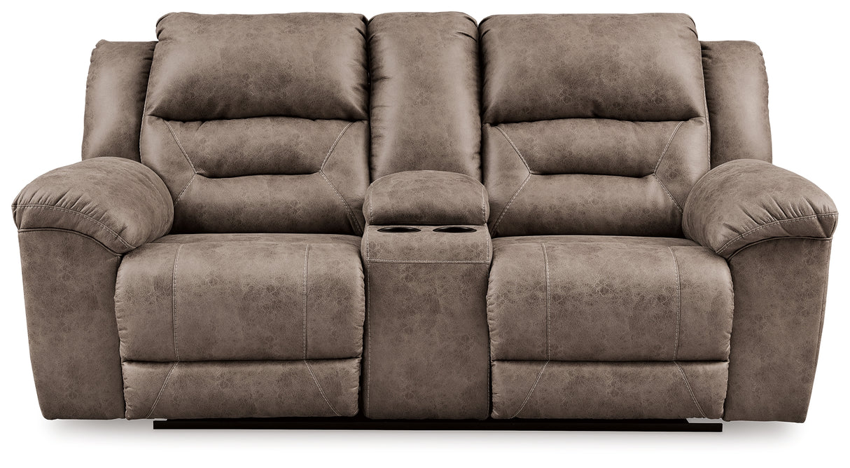 Stoneland Power Reclining Sofa, Loveseat and Recliner in Fossil from Ashley Furniture - Luna Furniture