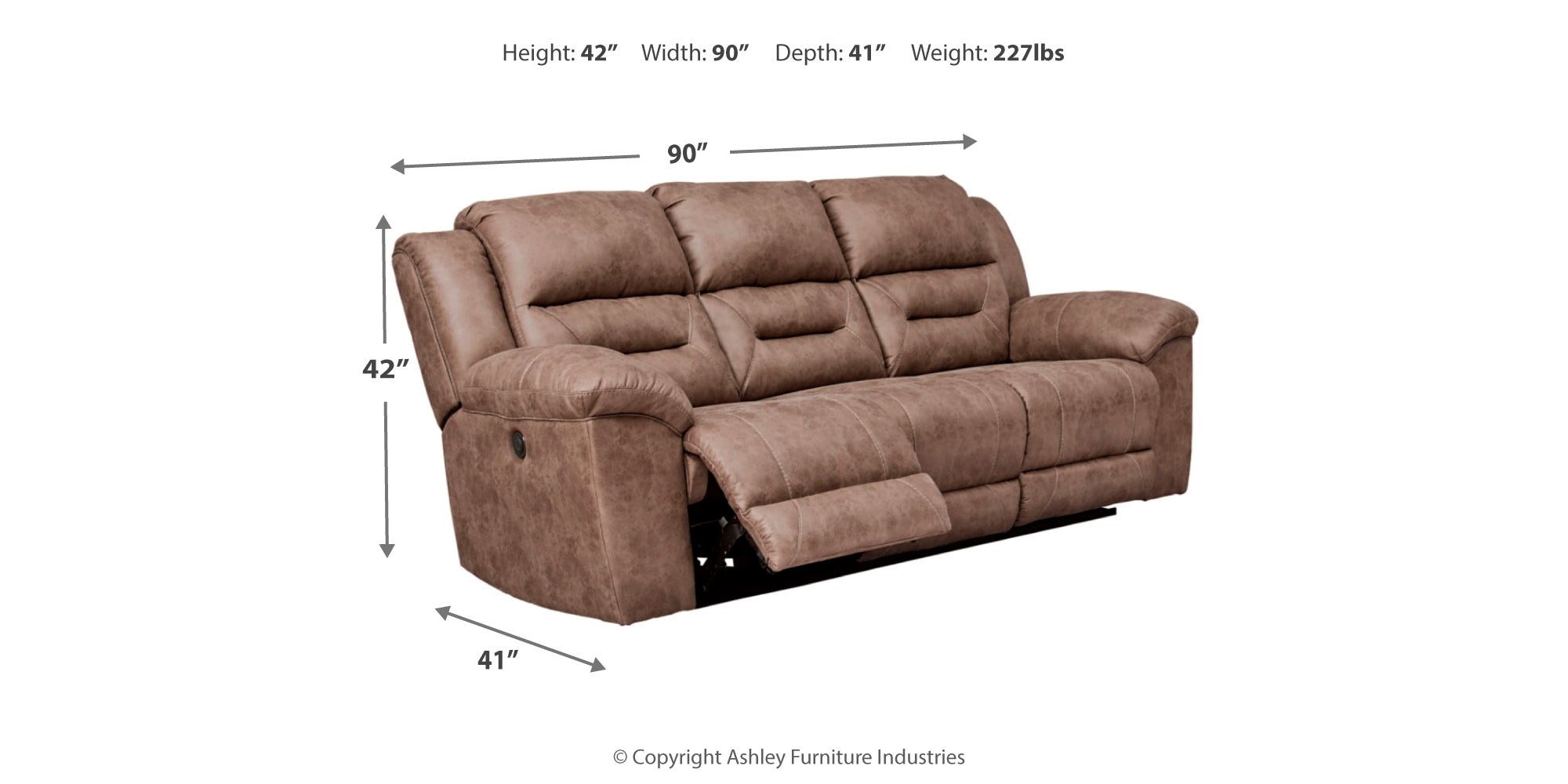 【良品】Ashley Furniture ストーンランド リクライニングソファM Stoneland Fossil Power Reclining Sofa – Luna Furniture